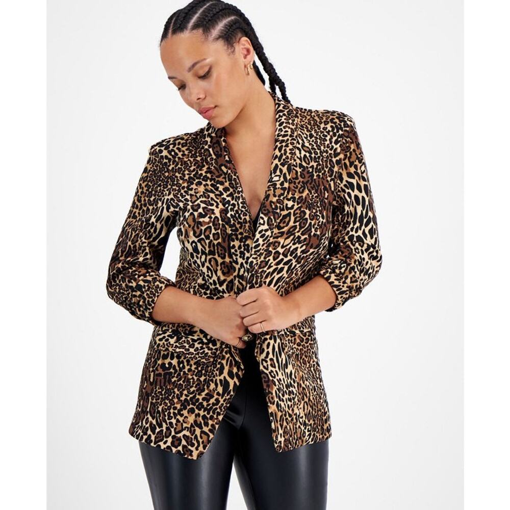 Bar III Women’s Animal Print Boyfriend Blazer Jacket - Size Large - NWT - Picture 2 of 11